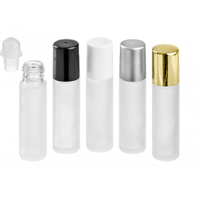 10ml-Roll-on gefrostetes Glas, m. Kugelfitment u. Kappe weiss