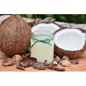 Kokosöl  kaltgepresst Cocos nucifera reines Kokosöl im Glasbehälter