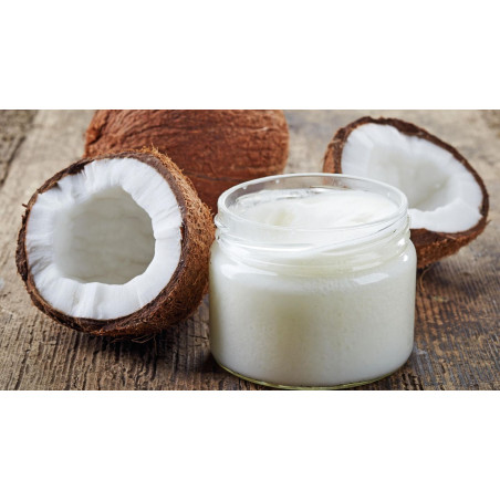 Kokosöl  kaltgepresst Cocos nucifera reines Kokosöl im Glasbehälter